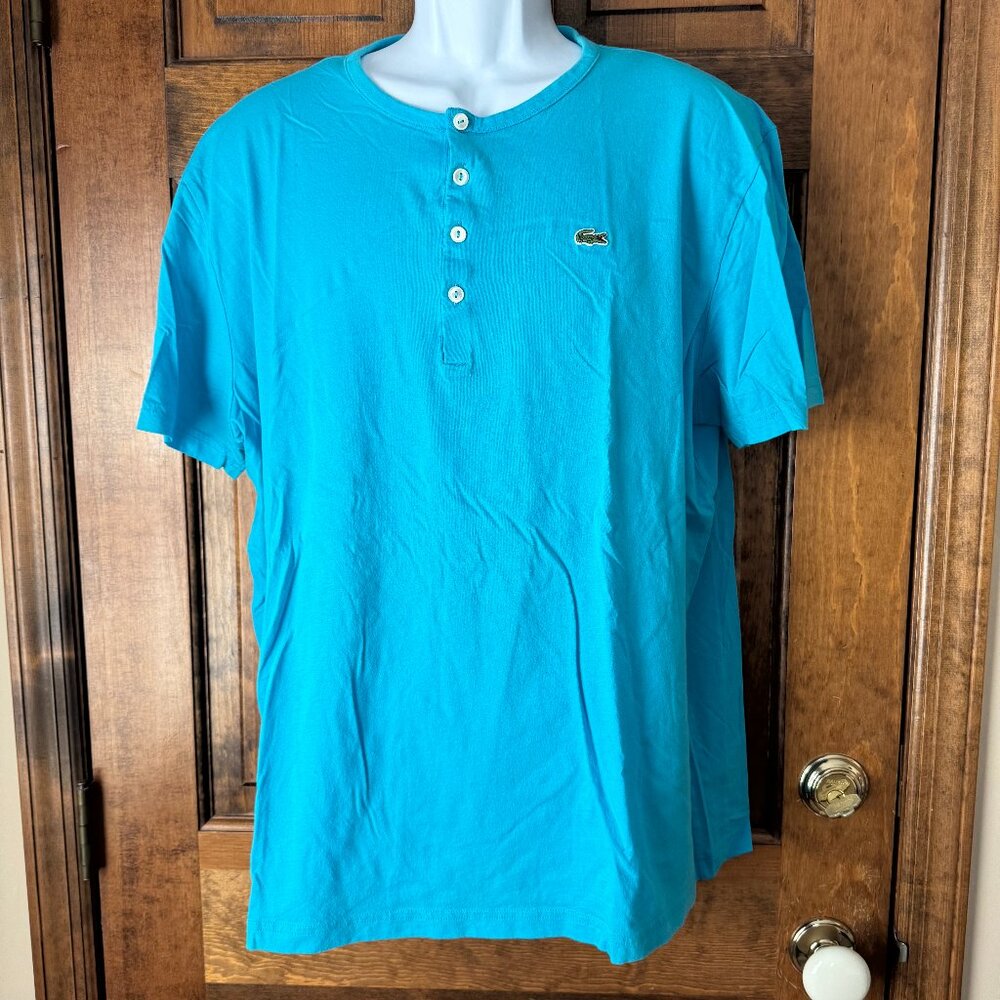 #7 Lacoste Aqua Short Sleeve Henley Tee Size 9 (US 4X)